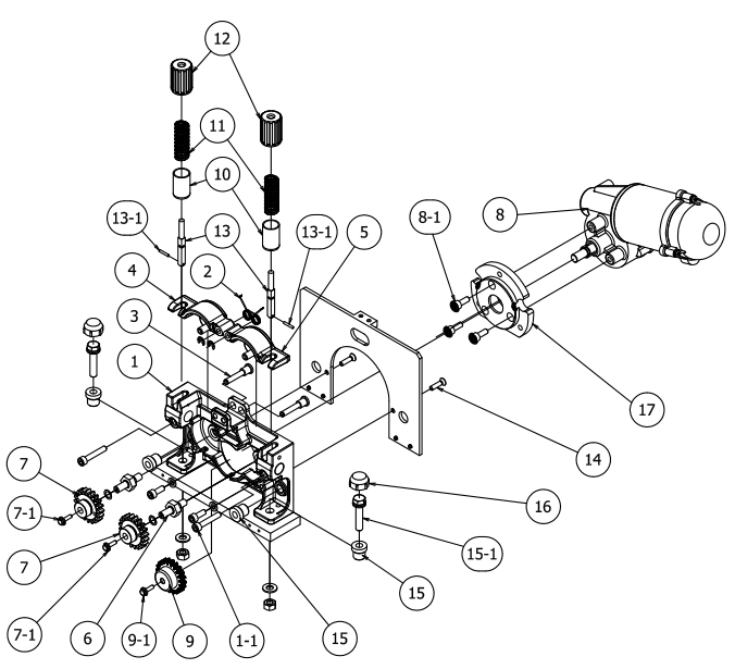 AF-A-4012-C送絲機構部分(L11236B00)的分解圖 AF-A-4012-C送絲機構部分(L11236B00)的分解圖